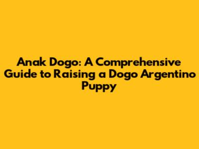 Anak Dogo: A Comprehensive Guide to Raising a Dogo Argentino Puppy