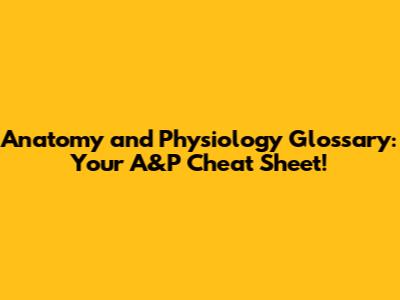 Anatomy and Physiology Glossary: Your A&P Cheat Sheet!