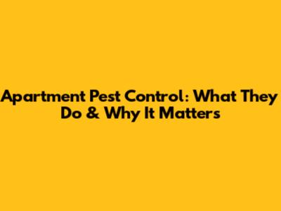 Apartment Pest Control: What They Do & Why It Matters