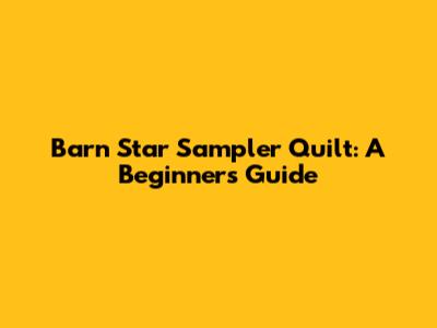 Barn Star Sampler Quilt: A Beginner's Guide