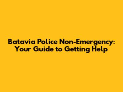 Batavia Police Non-Emergency: Your Guide to Getting Help