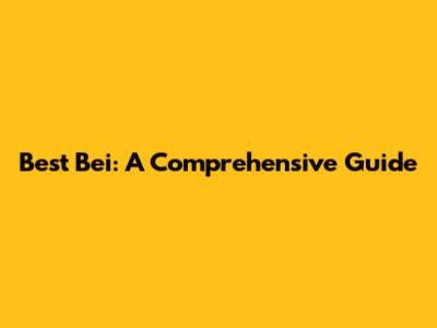 Best Bei: A Comprehensive Guide