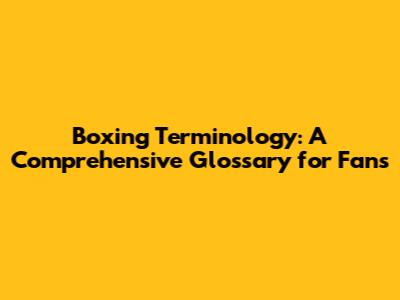 Boxing Terminology: A Comprehensive Glossary for Fans
