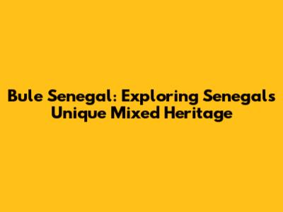 Bule Senegal: Exploring Senegal's Unique Mixed Heritage