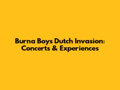 Burna Boy's Dutch Invasion: Concerts & Experiences