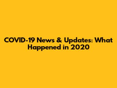 COVID-19 News & Updates: What Happened in 2020