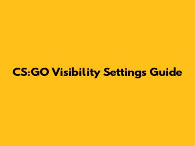 CS:GO Visibility Settings Guide
