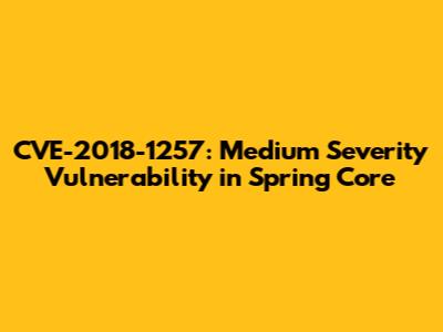 CVE-2018-1257: Medium Severity Vulnerability in Spring Core