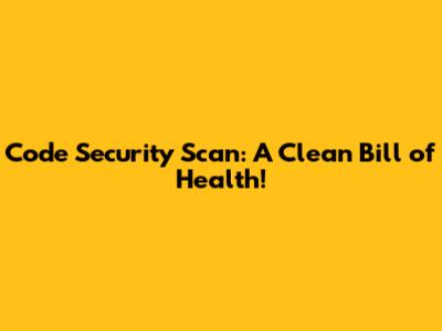 Code Security Scan: A Clean Bill of Health!