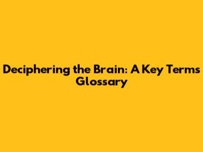 Deciphering the Brain: A Key Terms Glossary