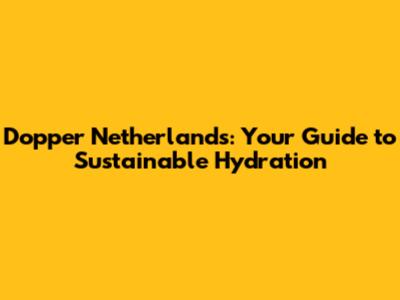 Dopper Netherlands: Your Guide to Sustainable Hydration