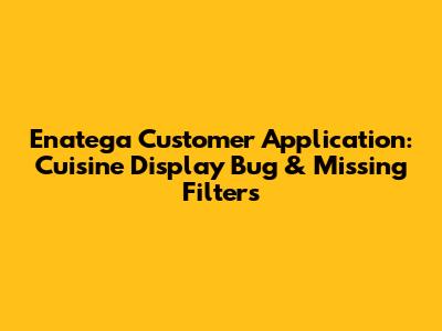 Enatega Customer Application: Cuisine Display Bug & Missing Filters