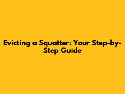 Evicting a Squatter: Your Step-by-Step Guide