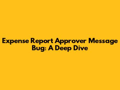 Expense Report Approver Message Bug: A Deep Dive