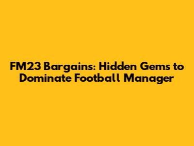 FM23 Bargains: Hidden Gems to Dominate Football Manager