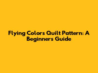 Flying Colors Quilt Pattern: A Beginner's Guide