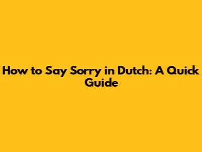 How to Say Sorry in Dutch: A Quick Guide