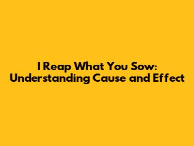 I Reap What You Sow: Understanding Cause and Effect