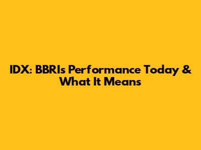 IDX: BBRI's Performance Today & What It Means