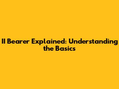 II Bearer Explained: Understanding the Basics