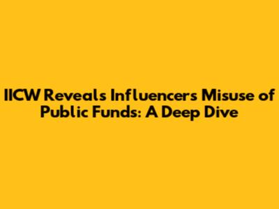 IICW Reveals Influencer's Misuse of Public Funds: A Deep Dive