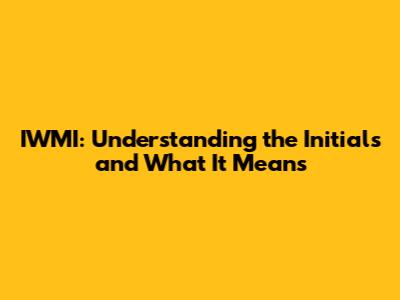 IWMI: Understanding the Initials and What It Means