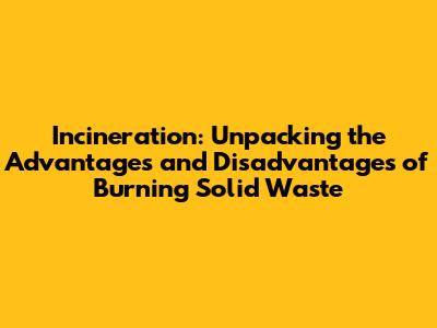 Incineration: Unpacking the Advantages and Disadvantages of Burning Solid Waste