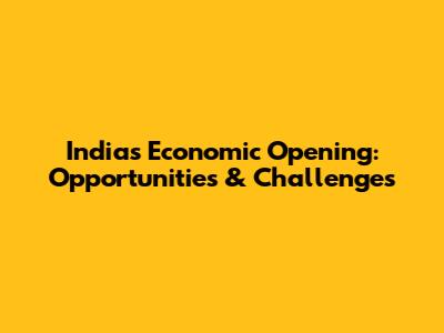 India's Economic Opening: Opportunities & Challenges