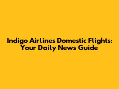 Indigo Airlines Domestic Flights: Your Daily News Guide