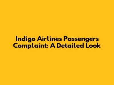 Indigo Airlines Passenger's Complaint: A Detailed Look