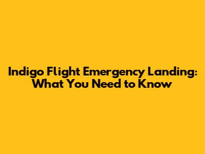 Indigo Flight Emergency Landing: What You Need to Know