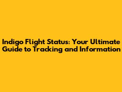 Indigo Flight Status: Your Ultimate Guide to Tracking and Information
