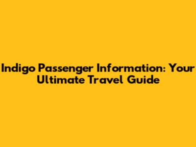 Indigo Passenger Information: Your Ultimate Travel Guide