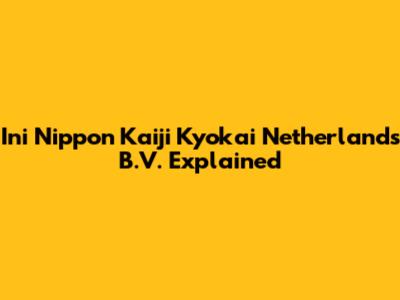 Ini Nippon Kaiji Kyokai Netherlands B.V. Explained