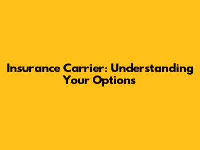 Insurance Carrier: Understanding Your Options