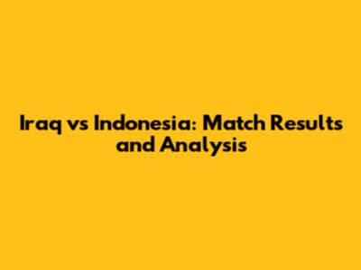Iraq vs Indonesia: Match Results and Analysis
