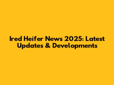 Ired Heifer News 2025: Latest Updates & Developments