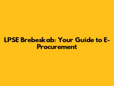 LPSE Brebeskab: Your Guide to E-Procurement