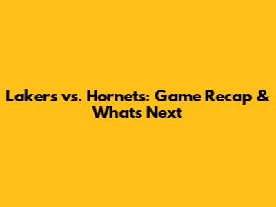 Lakers vs. Hornets: Game Recap & What's Next