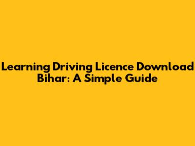 Learning Driving Licence Download Bihar: A Simple Guide