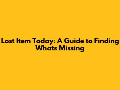 Lost Item Today: A Guide to Finding What's Missing