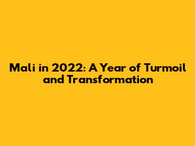 Mali in 2022: A Year of Turmoil and Transformation