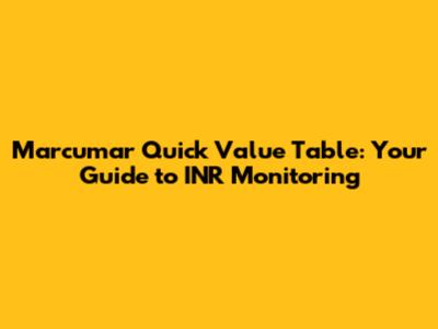 Marcumar Quick Value Table: Your Guide to INR Monitoring