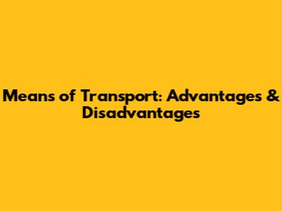 Means of Transport: Advantages & Disadvantages