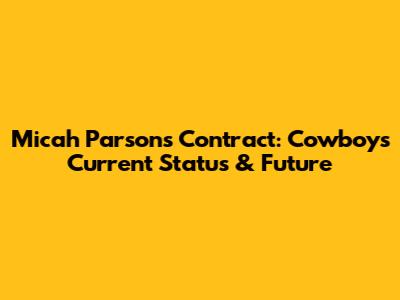 Micah Parsons Contract: Cowboys' Current Status & Future