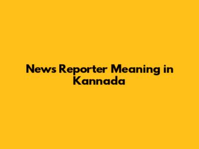 News Reporter Meaning in Kannada