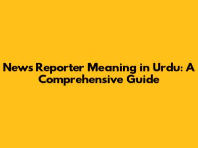 News Reporter Meaning in Urdu: A Comprehensive Guide