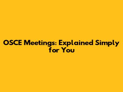 OSCE Meetings: Explained Simply for You