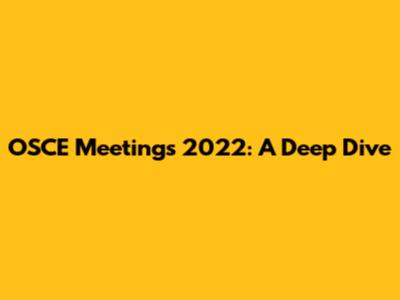 OSCE Meetings 2022: A Deep Dive