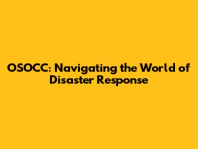OSOCC: Navigating the World of Disaster Response